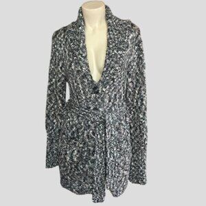 Cleo Knit Button Front Tie Cardigan Sweater Duster